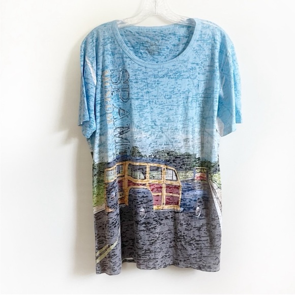 Blue 84 Tops - Blue 84 Spam Museum novelty t-shirt blue green burnout lightweight car unisex